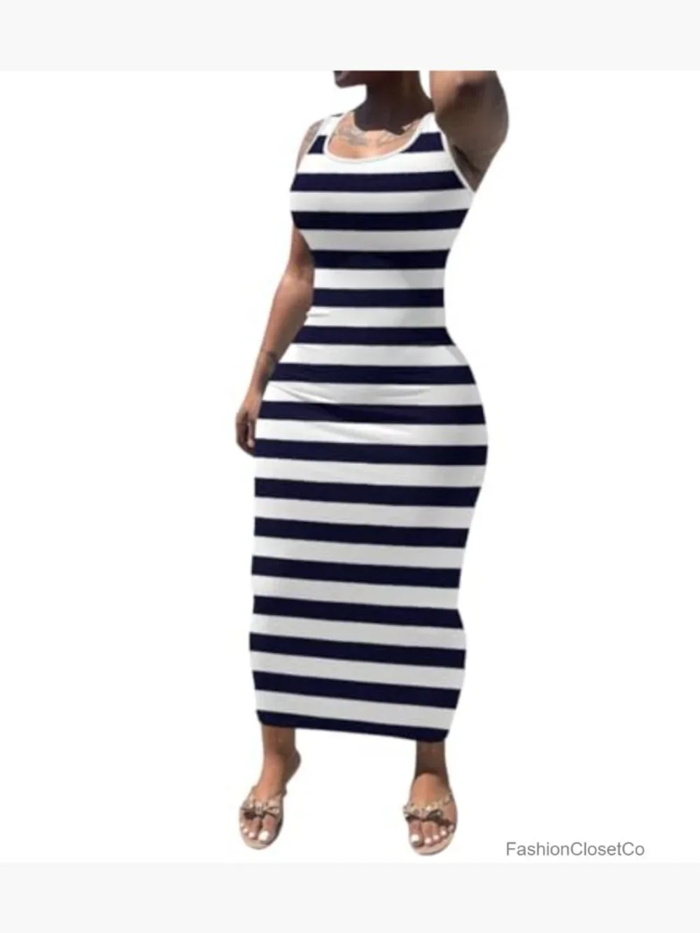 Sleeveless Bodycon Tank Maxi Dress with High Stretch for Party Club Beach - Picture 3 of 4
